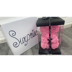 Surprise Rozen Teddy Beer 25 cm roze in Luxe Geschenkdoos| Rose Bear | Rose Teddy | Liefde |Moederdag | Verjaardag | Valentijn Cadeau | Love Teddy Bear