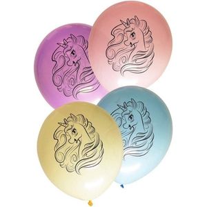 16x stuks Eenhoorn thema verjaardag feest ballonnen pastel kleuren - Feestartikelen/versieringen