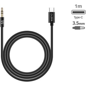 Waeyz - USB-C naar Jack Aux kabel - USB-C naar audio jack kabel 3.5mm - 1 Meter - Zwart