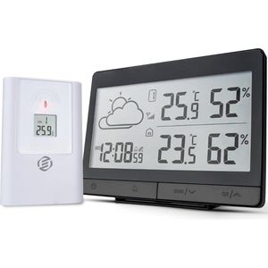 Equivera Weerstation Binnen en Buiten - Weerstation - Draadloos - Thermometer, Barometer, Hygrometer - Buitensensor - Temperatuur - Weersvoorspelling