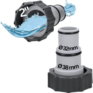 Kalitec Pool Adapter A - Slangadapter zwembad 38mm en 32mm - Zwembadaccessoires slangtule met afdichtring (set van 2)