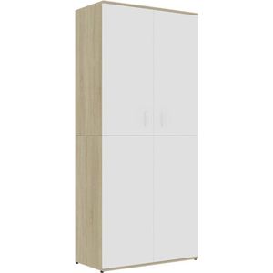 VidaXL-Schoenenkast-80x39x178-cm-spaanplaat-wit-en-sonoma-eikenkleurig