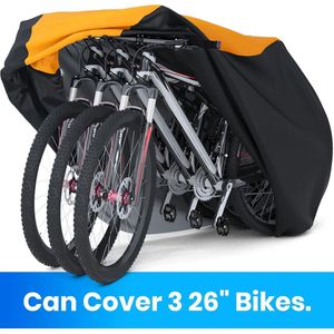 Waterdichte fietshoes voor 2-3 fietsen, 210D Oxfordstof, beschermhoes met tas, 200x105x110cm (oranje-zwart)