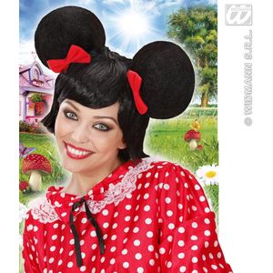 Widmann - Mickey & Minnie Mouse Kostuum - Pruik, Muisje - Zwart - Carnavalskleding - Verkleedkleding