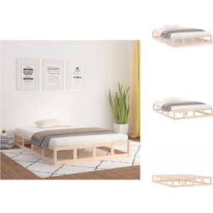 vidaXL Houten Bedframe - 195.5 x 125.5 x 28 cm - Massief Grenenhout - Stabiele Lattenbodem - 120x190 cm (4FT Small Double) - Bed