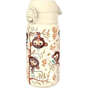 Roestvrijstalen Kinderwaterfles 400 ml/13 oz - Lekvrij - Vaatwasserbestendig - Flipdop - Apen Design kinder drinkfles