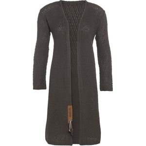 Knit Factory Luna Lang Gebreid Vest Taupe - Gebreide dames cardigan - Lang vest tot over de knie - Bruin damesvest gemaakt uit 30% wol en 70% acryl - 40/42