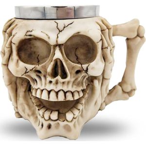 3D roestvrij stalen doodskop mok, gothic doodskop-koffiemok, middeleeuwse schedel drankware-beker, voor bier rum koffie dranken, Vaderdagcadeau, (cover face)