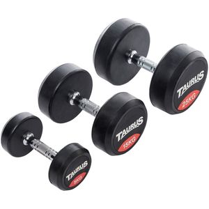 Taurus Studio Dumbbell Gerubberd 14kg – Professionele Halter per Stuk – Staal met Rubberen Coating – Ergonomische Grip – Verkrijgbaar tot 50 kg