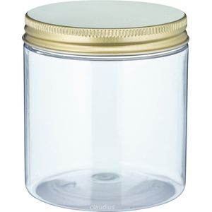 Lege plastic potje 250 ml PET transparant - met gouden deksel - set van 10 stuks - Navulbaar - Leeg
