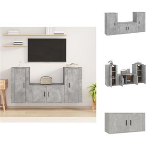 vidaXL TV-meubelset betongrijs - 80 x 34.5 x 40 cm + 2 x 40 x 34.5 x 80 cm - klassiek design - Kast