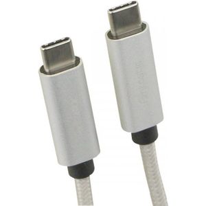 Fontastic 251221 Oplaadkabel-Datakabel USB-C naar USB-C - 1 meter - Zilver