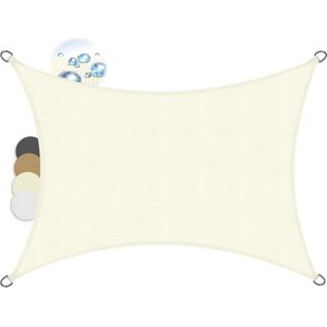 Schaduwdoek Rechthoek 3x4m Creme UV-bescherming - Waterafstotend & Ademende Zonnezeil 300x400 cm Terras Tuin Shade Sail