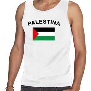 Witte heren tanktop met vlag Palestina XXL