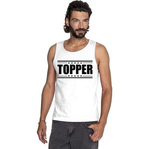 Toppers WitteTopper mouwloos shirt/ tanktop in zwarte letters heren - Toppers dresscode kleding XXL
