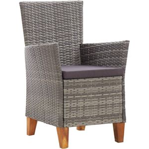 vidaXL Tuinstoelen 2 st met kussens poly rattan grijs - Tuinstoel - Tuinstoelen - Buitenstoel - Buitenstoelen