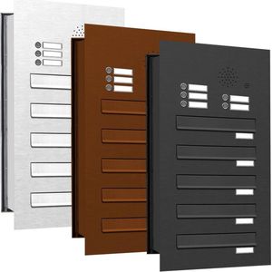 Inbouw met intercom 5 adressen_Brievenbus met intercompaneel inbouw_5_adressen__RVS