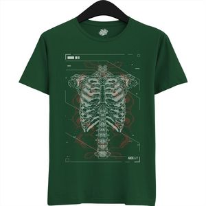 Megenical Bones - Halloween Ribbenkast Dames / Heren Unisex T-shirt - Grappig Kostuum Shirt Idee Voor Volwassenen - T-Shirt - Unisex - Bottle Groen - Maat 3XL