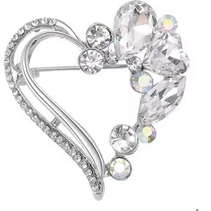 Broche strass hart zilverkleurig