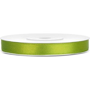 Partydeco - Satijn lint appel groen 6mm/rol 25m