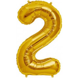 3BMT - Goud versiering - Folie Ballon Cijfer 2 – Verjaardag – Grote Ballonnen