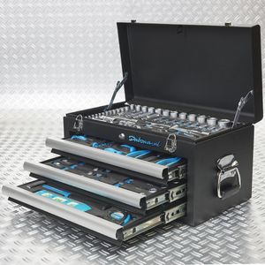 Datona® Gereedschapskist - 4 lades gevuld - Matzwart