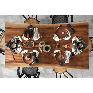 Onderleggers - Placemats - Placemats hartje - Marmer print - Goud - Wit - 6 stuks