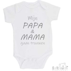 100% katoenen Romper ""Mijn papa & mama gaan trouwen"" Unisex Katoen Wit/grijs Maat 68/74