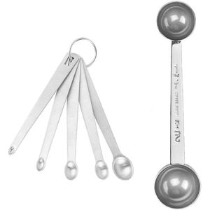 1-delige maatlepel met dubbele kop 5-delige mini-maatlepel set Metalen poederlepel Maatlepel met schaal Praktische lepel voor buiten Keukenmaatlepel gereedschap