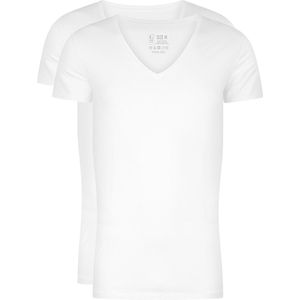 RJ Bodywear Everyday - Nijmegen - 2-pack - stretch T-shirt diepe V-hals - wit -  Maat XXL