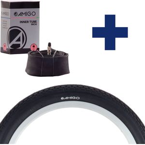 AMIGO 16 Inch Binnenband & Buitenband - ETRTO 47-305 - Dunlopventiel - Zwart