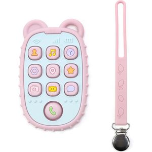 RubyC Bijtspeeltje Telefoon met Koord Roze Bijtring Pop It - Baby - Peuter - Kind - Cadeau - Sinterklaas - BPA vrij