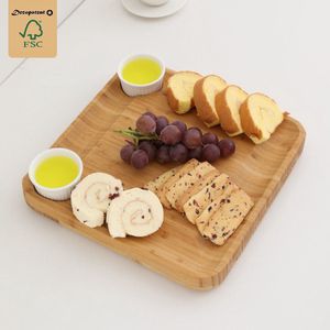 Decopatent® Luxe XL Kaasplank met Lade en Inclusief 4-delige Kaas Messen Set - Kaas Serveerplank - Bamboe Kaasplank met messen