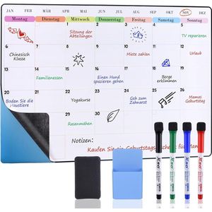 Maandplanner Familiekalender - Overzichtelijk Planningsbord - Magnetische Maandkalender - Inclusief Markers en Wisser - 60x40 cm