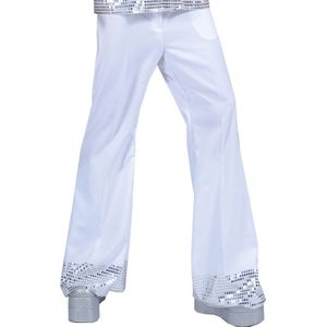 Witte disco broek met glitters voor heren - Volwassenen kostuums
