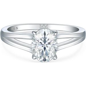 Grace - 18k Witgouden Ovaal Split- 18k WitgoudenShank Moissanite Ring - 2.1 karaat