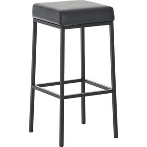Barkruk Divine - Zonder rugleuning - Set van 1 - Ergonomisch - Barstoelen voor keuken of kantine - Vierkant - Zwart - Zithoogte 80cm