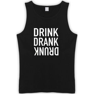 Zwarte Tanktop met “ Drink. Drank, Drunk “ print Wit  Size XXL