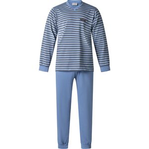 Heren pyjama van Gentlemen 114237 V-hals sluiting blauw maat 5XL