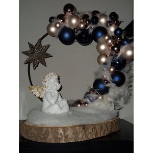 Kerst - Kerstcadeau - Kerststukje - Decoratie - Ring - Accessoires - Kerstballen - Verlichting - Veren - Engel - H40XB37 CM