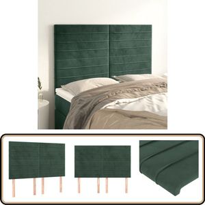 vidaXL Hoofdborden - 4 stuks - Fluweel - Donkergroen Klassieke Hoofdbord - Bedhoofdbord - Velvet Hoofdbord - Donkere Groene Hoofdbord - Luxe Hoofdbord