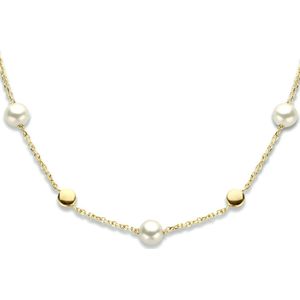 YO&NO - Ketting - Goud - Anker - Parels - Rondjes - 1,1mm - 45cm - Sieraden vrouw - 14k - 585 Goud