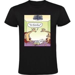 Giraf Heren T-shirt - ventilator - airco - dieren - grappig