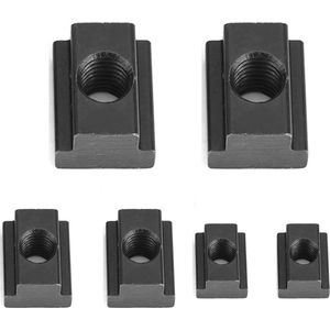 T-gleufmoeren van hoge hardheid - 6 stuks, zwart oxide afwerking - M8 M10 M12 schroefdraad - geschikt voor machines en gereedschapstafels