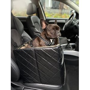 Autostoel Hond - Hondenmand Auto - Hondenstoel Auto - Zwart met Velvet - 40cm x 40cm