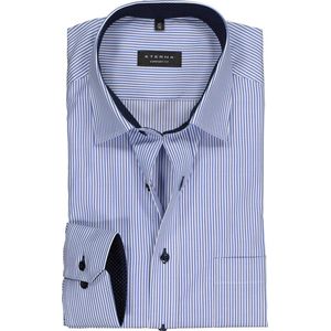 ETERNA comfort fit overhemd - twill heren overhemd - blauw met wit gestreept (blauw contrast) - Strijkvrij - Boordmaat: 45