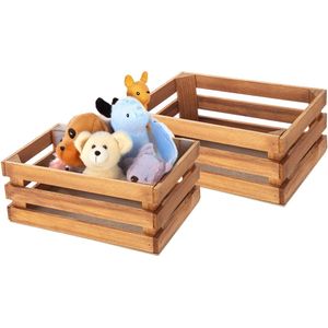 CM Opbergkist/Fruitkist - 4x - hout - decoratieve kist - vintage look - 15 x 23 x 9 cm - Aardappel/appel kistjes