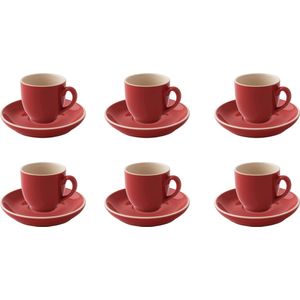 Palmer Koffiekop en schotel Colors 14 cl 12 cm Rood Porselein 6 stuk(s)