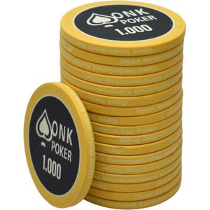 ONK Poker keramische Chips 1.000 geel (25 stuks) - pokerchips - pokerfiches - poker fiches - keramisch - pokerspel - pokerset - poker set