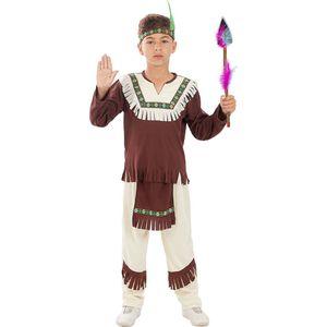 Funidelia | Indiaan Kostuum Voor voor jongens  Indianen, Cowboys, Western - Kostuum voor kinderen Accessoire verkleedkleding en rekwisieten voor Halloween, carnaval & feesten - Maat 97 - 104 cm - Bruin